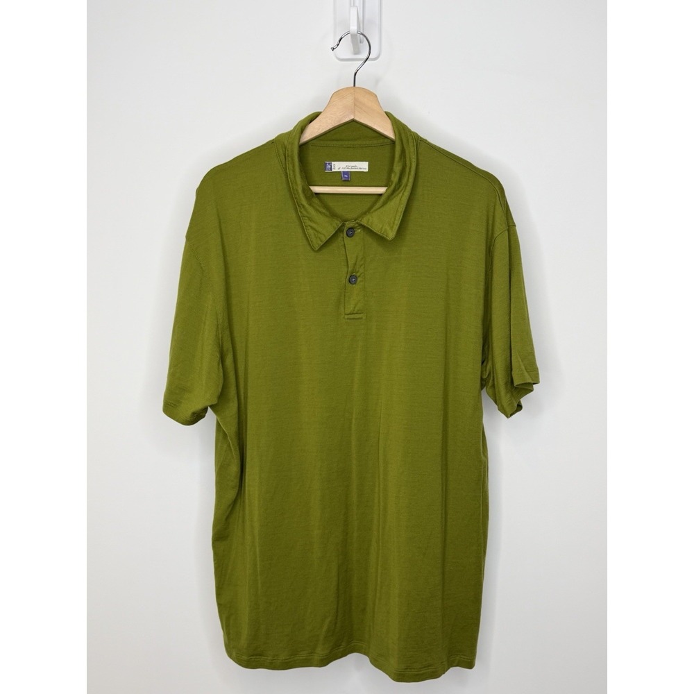 Ibex Polo Shirt Mens XL Green Merino Wool Short Sleeve Golf USA Made *Read